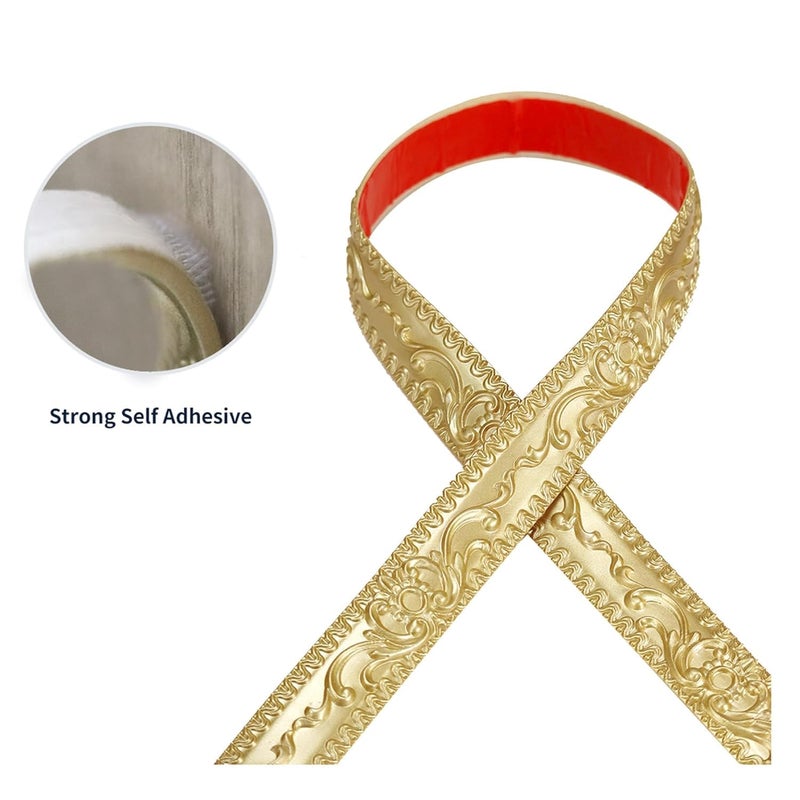 Leenevs Flexible Wall Trim, 16.4 Feet Self-Adhesive Peel & Stick Molding, Cabinet Border, Mirror Frame Trim for Home Decor (Champagne Gold) - Image 4